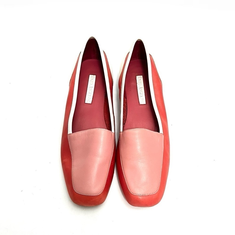Vintage 1990s tri color pink leather loafers